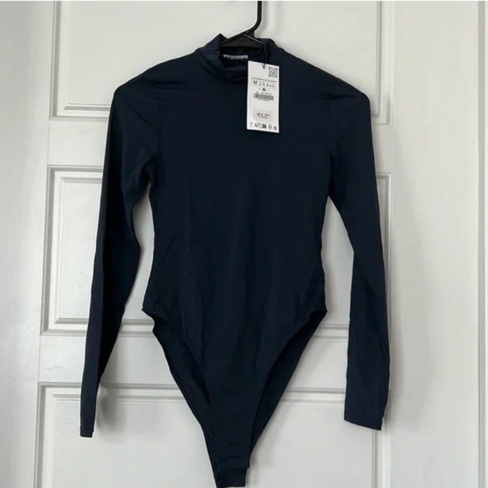 Zara NWT Navy Long sleeve bodysuit